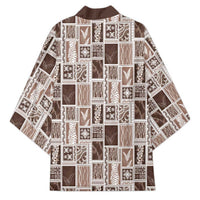 Vintage Aloha Block Quilt Kimono Beige Inspired Lei Motifs - Polynesian Pride