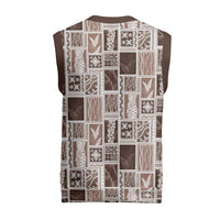 Vintage Aloha Block Quilt Christmas Knitted V-Neck Vest Beige Inspired Lei Motifs LT9 - Polynesian Pride