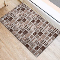 Vintage Aloha Block Quilt Rubber Doormat Beige Inspired Lei Motifs - Polynesian Pride