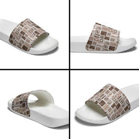 Vintage Aloha Block Quilt Slide Sandals Beige Inspired Lei Motifs - Polynesian Pride