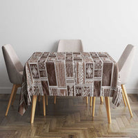 Vintage Aloha Block Quilt Tablecloth Beige Inspired Lei Motifs - Polynesian Pride