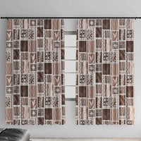 Vintage Aloha Block Quilt Window Curtain Beige Inspired Lei Motifs - Polynesian Pride
