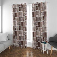 Vintage Aloha Block Quilt Window Curtain Beige Inspired Lei Motifs - Polynesian Pride