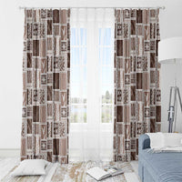 Vintage Aloha Block Quilt Window Curtain Beige Inspired Lei Motifs - Polynesian Pride