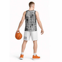 Vintage Aloha Block Quilt Basketball Jersey Black Inspired Lei Motifs - Polynesian Pride