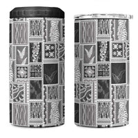 Vintage Aloha Block Quilt 4 in 1 Can Cooler Tumbler Black Inspired Lei Motifs LT9 One Size: 16 oz Black - Polynesian Pride