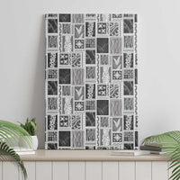 Vintage Aloha Block Quilt Canvas Wall Art Black Inspired Lei Motifs - Polynesian Pride