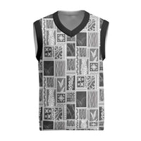 Vintage Aloha Block Quilt Christmas Knitted V-Neck Vest Black Inspired Lei Motifs LT9 Black - Polynesian Pride