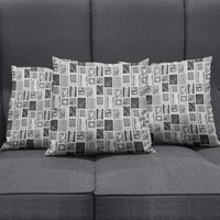 Vintage Aloha Block Quilt Pillow Cover Black Inspired Lei Motifs - Polynesian Pride