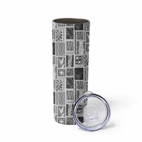 Vintage Aloha Block Quilt Skinny Tumbler Black Inspired Lei Motifs LT9 - Polynesian Pride