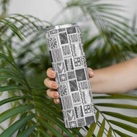 Vintage Aloha Block Quilt Skinny Tumbler Black Inspired Lei Motifs LT9 - Polynesian Pride