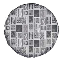 Vintage Aloha Block Quilt Spare Tire Cover Black Inspired Lei Motifs LT9 - Polynesian Pride