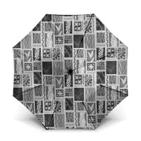Vintage Aloha Block Quilt Umbrella Black Inspired Lei Motifs - Polynesian Pride