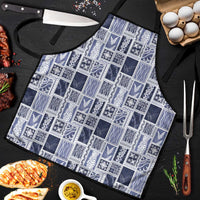 Vintage Aloha Block Quilt Apron Blue Inspired Lei Motifs - Polynesian Pride