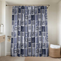Vintage Aloha Block Quilt Bathroom Set Blue Inspired Lei Motifs - Polynesian Pride