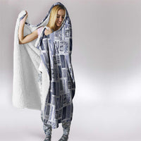 Vintage Aloha Block Quilt Hooded Blanket Blue Inspired Lei Motifs - Polynesian Pride