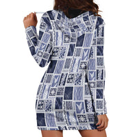 Vintage Aloha Block Quilt Hoodie Dress Blue Inspired Lei Motifs LT9 - Polynesian Pride