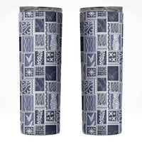 Vintage Aloha Block Quilt Skinny Tumbler Blue Inspired Lei Motifs LT9 Blue - Polynesian Pride