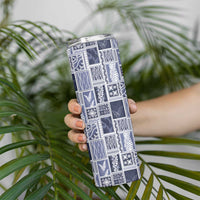 Vintage Aloha Block Quilt Skinny Tumbler Blue Inspired Lei Motifs LT9 - Polynesian Pride