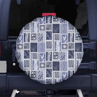 Vintage Aloha Block Quilt Spare Tire Cover Blue Inspired Lei Motifs - Polynesian Pride