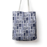 Vintage Aloha Block Quilt Tote Bag Blue Inspired Lei Motifs - Polynesian Pride