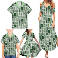 Vintage Aloha Block Quilt Family Matching Summer Maxi Dress and Hawaiian Shirt Green Inspired Lei Motifs LT9 - Polynesian Pride
