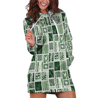 Vintage Aloha Block Quilt Hoodie Dress Green Inspired Lei Motifs LT9 Green - Polynesian Pride