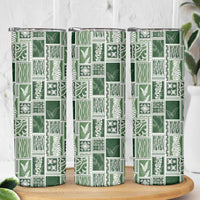 Vintage Aloha Block Quilt Skinny Tumbler Green Inspired Lei Motifs LT9 - Polynesian Pride