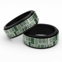 Vintage Aloha Block Quilt Spinner Ring Green Inspired Lei Motifs - Polynesian Pride