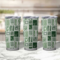 Vintage Aloha Block Quilt Tumbler Cup Green Inspired Lei Motifs LT9 - Polynesian Pride