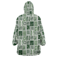 Vintage Aloha Block Quilt Wearable Blanket Hoodie Green Inspired Lei Motifs LT9 - Polynesian Pride