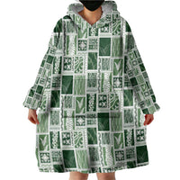Vintage Aloha Block Quilt Wearable Blanket Hoodie Green Inspired Lei Motifs LT9 - Polynesian Pride