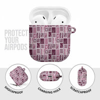 Vintage Aloha Block Quilt AirPods Case Pink Inspired Lei Motifs - Polynesian Pride