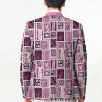 Vintage Aloha Block Quilt Blazer Pink Inspired Lei Motifs - Polynesian Pride