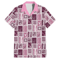 Vintage Aloha Block Quilt Family Matching Long Sleeve Bodycon Dress and Hawaiian Shirt Pink Inspired Lei Motifs LT9 Dad's Shirt - Short Sleeve Pink - Polynesian Pride
