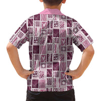 Vintage Aloha Block Quilt Family Matching Short Sleeve Bodycon Dress and Hawaiian Shirt Pink Inspired Lei Motifs LT9 - Polynesian Pride