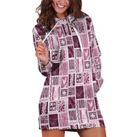 Vintage Aloha Block Quilt Hoodie Dress Pink Inspired Lei Motifs LT9 Pink - Polynesian Pride