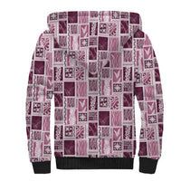 Vintage Aloha Block Quilt Sherpa Hoodie Pink Inspired Lei Motifs LT9 - Polynesian Pride