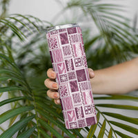 Vintage Aloha Block Quilt Skinny Tumbler Pink Inspired Lei Motifs LT9 - Polynesian Pride