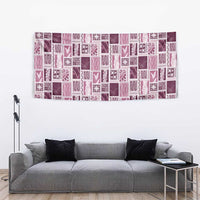 Vintage Aloha Block Quilt Tapestry Pink Inspired Lei Motifs - Polynesian Pride