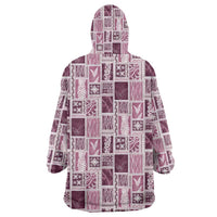 Vintage Aloha Block Quilt Wearable Blanket Hoodie Pink Inspired Lei Motifs LT9 - Polynesian Pride