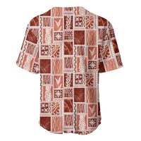 Vintage Aloha Block Quilt Baseball Jersey Red Inspired Lei Motifs - Polynesian Pride