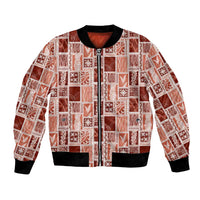 Vintage Aloha Block Quilt Bomber Jacket Red Inspired Lei Motifs LT9 Unisex Red - Polynesian Pride