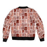 Vintage Aloha Block Quilt Bomber Jacket Red Inspired Lei Motifs LT9 - Polynesian Pride
