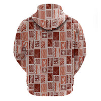 Vintage Aloha Block Quilt Hoodie Red Inspired Lei Motifs - Polynesian Pride