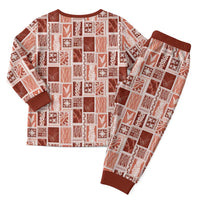 Vintage Aloha Block Quilt Christmas Pajama Set Red Inspired Lei Motifs - Polynesian Pride