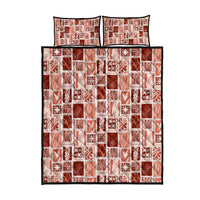 Vintage Aloha Block Quilt Quilt Bed Set Red Inspired Lei Motifs - Polynesian Pride