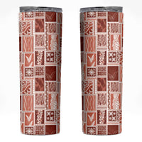 Vintage Aloha Block Quilt Skinny Tumbler Red Inspired Lei Motifs LT9 Red - Polynesian Pride