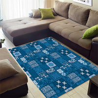 Vintage Hawaiian Quilting Patterns Area Rug Blue Style Tribal Fabric Patchwork - Polynesian Pride