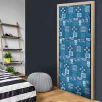 Vintage Hawaiian Quilting Patterns Door Cover Blue Style Tribal Fabric Patchwork - Polynesian Pride